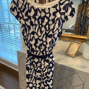 Blue and white cocktail dress